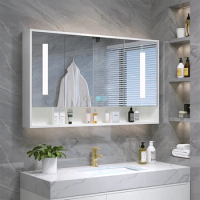 Manufactory mirrored vanity cabinet for bathroom kitchen medicine store smart bathroom mirror led lighting mirror cabinet