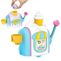 Bubble Ice Cream Maker Bath Toy With 4 Ice Cream Cones Bathtub Wash Basin Bubble Machine For Kids Bubble Crabs Baby Bath Toy