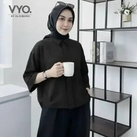 VYO Cozia Outer Linen Crop Lengan 3/4 Atasan Kemeja Santai Polos Wanita Crop OOTD ALL SIZE All Size
