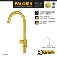 PALOMA FCP 7861 Keran Sink Angsa Keran Cuci Piring Keran Dapur Keran Wastafel Keran Air Brass Kuning