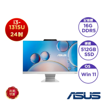 ASUS 華碩 A3402WVAK-1315WPC002W AIO桌上型電腦(23.8吋/無觸控/i3-1315U/16G/512GB SSD/Win11 Home)
