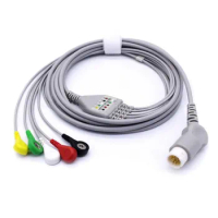 Compatible for Philips/HP 12Pin MP20/30/VM6 Patient Monitor ECG Cable One Piece 5 Leads, ECG Cable Leadwires Snap End IEC.TPU