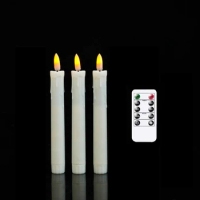 7 Inch Pack of 3 Remote Control LED Decorative Candle Light,Battery Operated Flameless Electronic Wedding Candles With Timer
