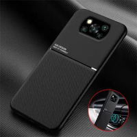 For Poco X3 Pro Case Magnetic Holder Leather Phone Case For Xiaomi Poco X3 NFC Little X 3 Soft Silicone Shockproof Back Cover
