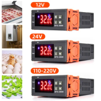 STC-3000 Digital Temperature Controller with NTC Sensor 12V 24V 220V Thermostat Controller Relay Heating Cooling for Incubator