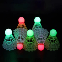 LED Badminton Ball Glowing Light Up Plastic Badminton Shuttlecocks Colorful Lighting Balls Sports Training In/Outdoor Game