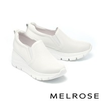 休閒鞋 MELROSE 美樂斯 簡約百搭壓紋牛皮厚底休閒鞋－白