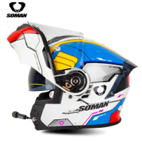 SOMAN SM965 Motorcycle Bluetooth Helmet Flip Up Full Face Casco With DOT&amp;ECE Certification Casque Cycling Helmets