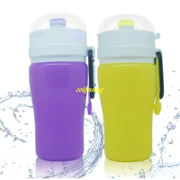 50pcs/lot 200ml Collapsible Silicone Water Bottle Folding Kettle Outdoor Sport Water Bottle Child Camping Travel Running Bottle