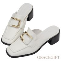 【Grace Gift】紀卜心聯名-雙層蛋糕中跟穆勒鞋 白