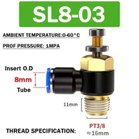 SL 8-M5 8-01 8-02 8-03 8-04 Pneumatic Fitting Air Speed Control Valve 8mm Ke Drat Luar 5mm 1/8" 1/4"