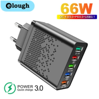 Elough 5 Port 66W USB Fast Charge Charger Mobile Phones Chargers Adapter For Samsung S10 S9 iPhone 12 13 Pro Xiaomi usb chargeur