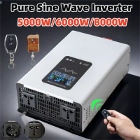 5000W 6000W 8000W Inverter 12V 24V 48V 60V 72V To AC 110V 220V Pure Sine Wave Solar Power Inverter Voltage Frequency Converter
