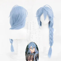 Game Nu: Carnival Edmond Wigs Synthetic Long Straight Blue Cosplay Hair Heat Resistant Wig for Party
