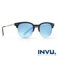 【INVU瑞士】來自瑞士濾藍光偏光復古眉框聯名款太陽眼鏡(海軍藍 M2800C)
