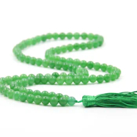 8mm Tibet Buddhist 108 Green Aventurine Gemstone Prayer Beads Mala Necklace