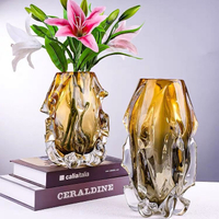 輕奢創意水晶玻璃花瓶客廳玄關水養鮮花玻璃花器家居插花瓶擺件