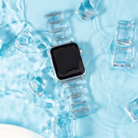 Transparent Link bracelet for apple watch band 44mm ultra 49mm 41MM 45MM 40mm 42/38mm glacier strap iwatch series 8 7 6 5 4 3 SE