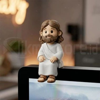 Sitting Mini Jesus Hiasan Monitor Figure Yesus Duduk Pajangan Rohani TV Rak Dekorasi Rumah Religius