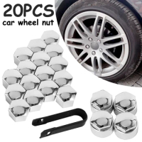 20Pcs Wheel Nut Cap 17mm Chrome Wheel Bolt Nut Caps Covers Universal Tyre Nut Covers including 16 Standard Sizes 4 Locking Sizes