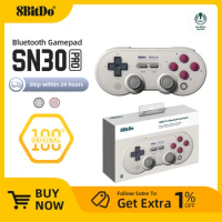 8BitDo -SN30 Pro New Hall Wireless Bluetooth Gamepad with Hall Effect for Switch, PC, Windows 10, 11, Steam Deck, Android, macOS