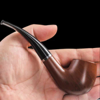 Portable and Removable Ring Smoking Tobacco Pipe Filter Pipe Traditional Bent Smoking Pipe Smoke Accessory With Pipe Rack &amp; Gift