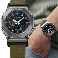 CASIO 卡西歐 G-SHOCK農家橡樹金屬錶殼運動錶-GM-2100CB-3A 綠色