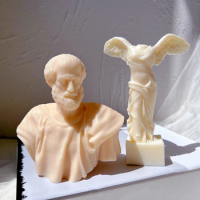 Aristotle Statue Candle Mold Greek Philosopher Bust Silicone Molds Greek Art Man Sculpture Wax Tool Tabletop Ornament