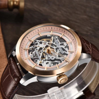 PAGANI DESIGN Top Brand Luxury Automatic Watch Men Genuine Leather Mechanical Skeleton Waterproof Watches Relogio Masculino