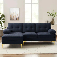 L-Shape Sofa with Reversible Chaise Lounge, Convertible Sectional Sofa Couch,Sofa Couch for Living Room, Office,Removable Cover