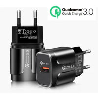 Intelligent Charging Head Travel Charge QC3.0 Fast Charging USB Adapter EU Plug for IPhone15 14 13 Pro Ipad Xiaomi Huawei Samsun