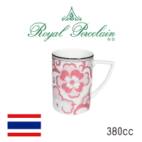 【Royal Porcelain泰國皇家專業瓷器】馬克杯/卡地亞粉紅花(泰國皇室御用白瓷品牌)