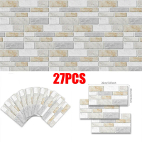 Bộ 27 viên gạch tường nhà bếp 3D và miếng dán gạch mosaic phòng tắm