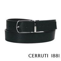 【Cerruti 1881】限量2折 義大利頂級小牛皮皮帶 全新專櫃展示品 CECT06156M(黑色 贈送禮提袋)