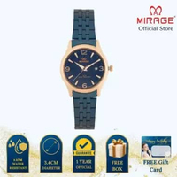 Mirage Jam Tangan Wanita Analog 8808 L Navy Rose Gold Original Stainless Plat Biru