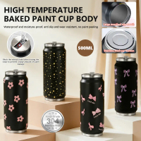 500ml Food-Grade Insulated Stainless Steel Bottle Korean Style Pull-Out Straw Cup Vacuum Flask Hot C