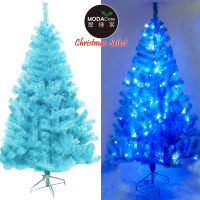 【摩達客】台灣製-6尺-180cm豪華版冰藍色聖誕樹(不含飾品/含100燈LED燈藍白光2串/附IC控制器/本島免運費)
