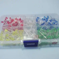 1 Box 500 Pcs 3mm LED = 5 Colour * 100PCS Yellow White Red Green Blue 5 Value Mix Color Led Diode High Bright Mixed Kit F3mm