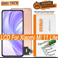LCD Touch Screen For Xiaomi MI 11 Lite, Digitizer Repair Parts, Display with Frame,Mi 11 Lite 5G, M2101K9AG, High Quality, 6.55"