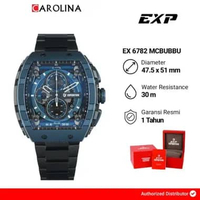 Jam Tangan Pria Expedition EXP Chronograph EX 6782 MCBUBBU Blue Dial Black Stainless Steel Strap
