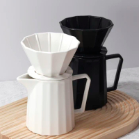 Coffee Drip Filter 1-2 Cups Ceramic Coffee Dripper Permanent Pour Over Coffee Maker with Separate Stand for Filte 400ml Pot