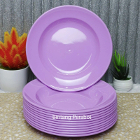 Piring Melamin Model Bulat 1 Lusin Standar SNI - Kitchenware Biru Hijau Hitam Kuning Merah Pink Puti