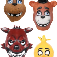 Nightmare Foxy Faz Bear Chica Cosplay Fantasy Latex Mask Horror Costume Accessories Game FNAF Halloween Carnival Adult Props