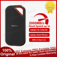 SanDisk E81 Extreme PRO Portable SSD 1TB 2TB 4TB Read Up to 2000MB/s USB 3.2 Gen 2 Solid State Drive for Laptop Desktop Tablets
