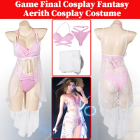 Aerith Swimsuit Cosplay FF7 Rebirth Costume Anime Game Final Cosplay Fantasy Swimwear Sexy Bikini Summer Beach Suit Costume