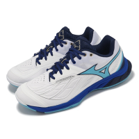 Mizuno 羽球鞋 Wave Fang 2 男鞋 寬楦 白 藍 襪套 高回彈 抓地 室內運動 運動鞋 美津濃 71GA2313-02