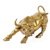 4 Inch New Golden Wall Street Bull OX Figurine Sculpture Bull Statue Home Office Decoration Gift