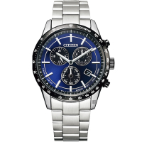 CITIZEN 星辰 萬年曆計時手錶 送禮首選-藍/39.5mm BL5496-96L