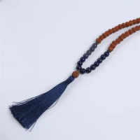 Mala Tassel Necklace 108 Beads Wood Beads 8MM Tassel Handmade Jewelry