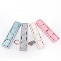 Ice Velvet Pu Leather single Layer 4 Pillows Watch Plate Bracelet Display Plate Bangle Storage Box Jewelry Box